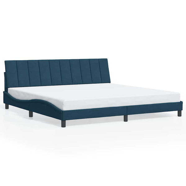 vidaXL LED Bed Frame without Mattress "Hanko" Blue 200x200 cm Velvet