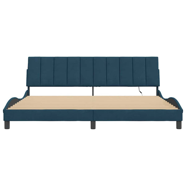 vidaXL LED Bed Frame without Mattress "Hanko" Blue 200x200 cm Velvet