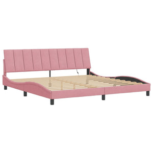 vidaXL LED Bed Frame without Mattress "Hanko" Pink 200x200 cm Velvet