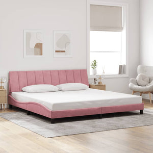vidaXL LED Bed Frame without Mattress "Hanko" Pink 200x200 cm Velvet