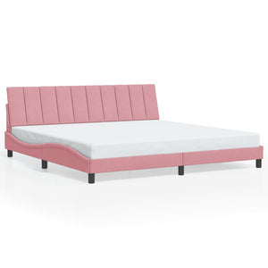 vidaXL LED Bed Frame without Mattress "Hanko" Pink 200x200 cm Velvet