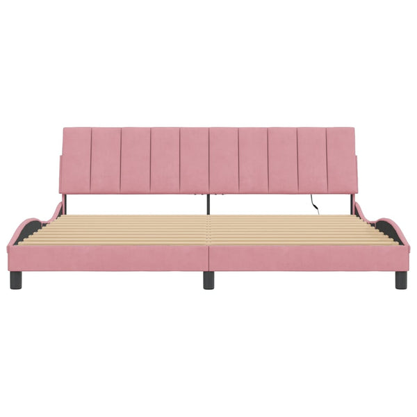 vidaXL LED Bed Frame without Mattress "Hanko" Pink 200x200 cm Velvet