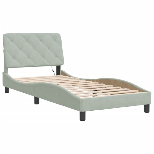 vidaXL Bed Frame with LED, Without Mattress, Light Grey 80x200 cm Velvet