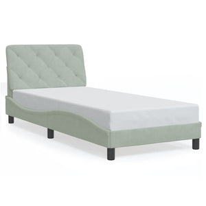 vidaXL Bed Frame with LED, Without Mattress, Light Grey 80x200 cm Velvet
