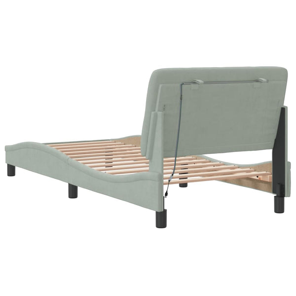 vidaXL Bed Frame with LED, Without Mattress, Light Grey 80x200 cm Velvet