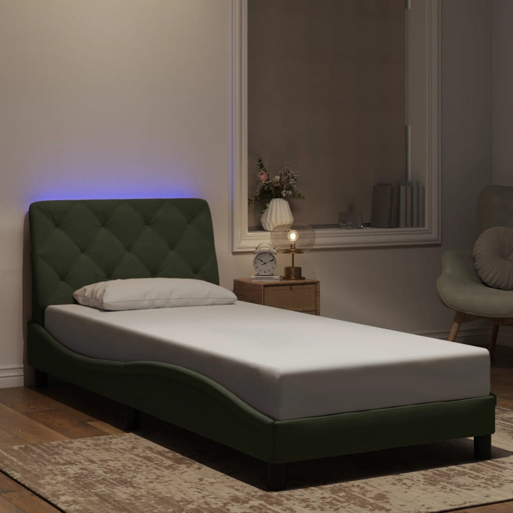 vidaXL Bed Frame with LED, Without Mattress, Light Grey 80x200 cm Velvet