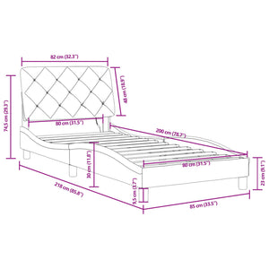vidaXL LED Bed Frame without Mattress Dark Grey 80x200 cm Velvet