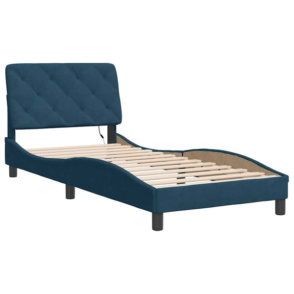 vidaXL LED Bed Frame without Mattress Blue 80x200 cm Velvet