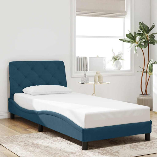 vidaXL LED Bed Frame without Mattress Blue 80x200 cm Velvet