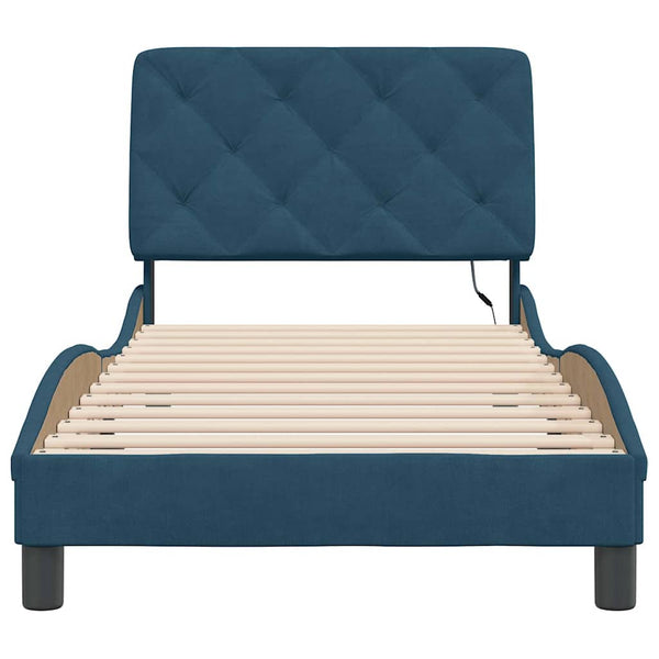 vidaXL LED Bed Frame without Mattress Blue 80x200 cm Velvet