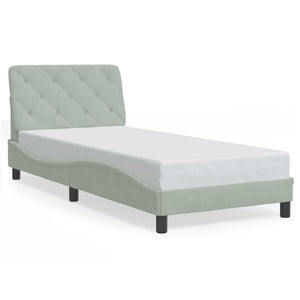 vidaXL LED Bed Frame without Mattress Light Grey 90x190 cm Velvet