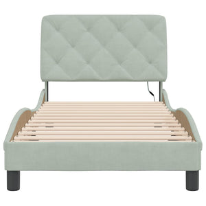 vidaXL LED Bed Frame without Mattress Light Grey 90x190 cm Velvet