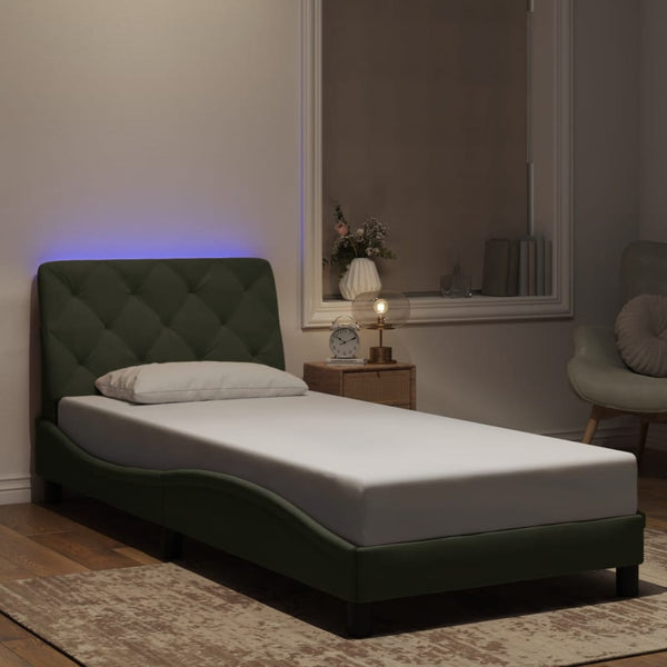 vidaXL LED Bed Frame without Mattress Light Grey 90x190 cm Velvet