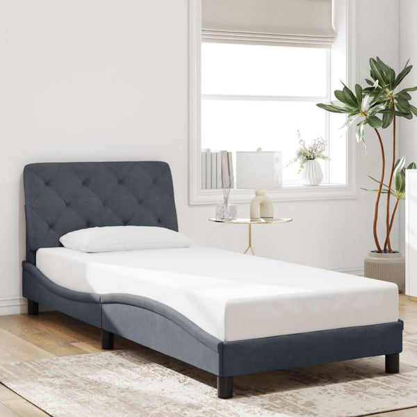 vidaXL LED Bed Frame with Mattress Dark Gray 90x190 cm Velvet