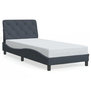 vidaXL LED Bed Frame with Mattress Dark Gray 90x190 cm Velvet