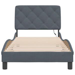 vidaXL LED Bed Frame with Mattress Dark Gray 90x190 cm Velvet