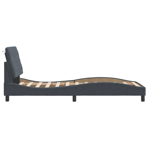 vidaXL LED Bed Frame with Mattress Dark Gray 90x190 cm Velvet
