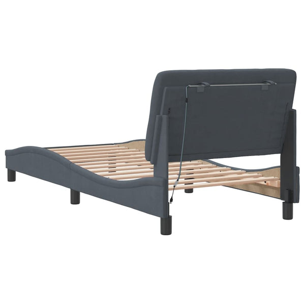 vidaXL LED Bed Frame with Mattress Dark Gray 90x190 cm Velvet