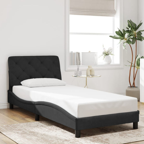 vidaXL LED Bed Frame without Mattress Black 90x190 cm Velvet