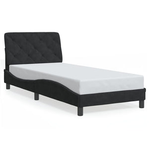 vidaXL LED Bed Frame without Mattress Black 90x190 cm Velvet