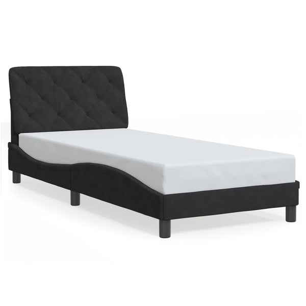vidaXL LED Bed Frame without Mattress Black 90x190 cm Velvet