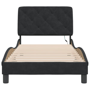 vidaXL LED Bed Frame without Mattress Black 90x190 cm Velvet
