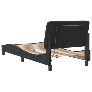 vidaXL LED Bed Frame without Mattress Black 90x190 cm Velvet