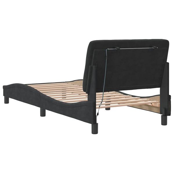 vidaXL LED Bed Frame without Mattress Black 90x190 cm Velvet