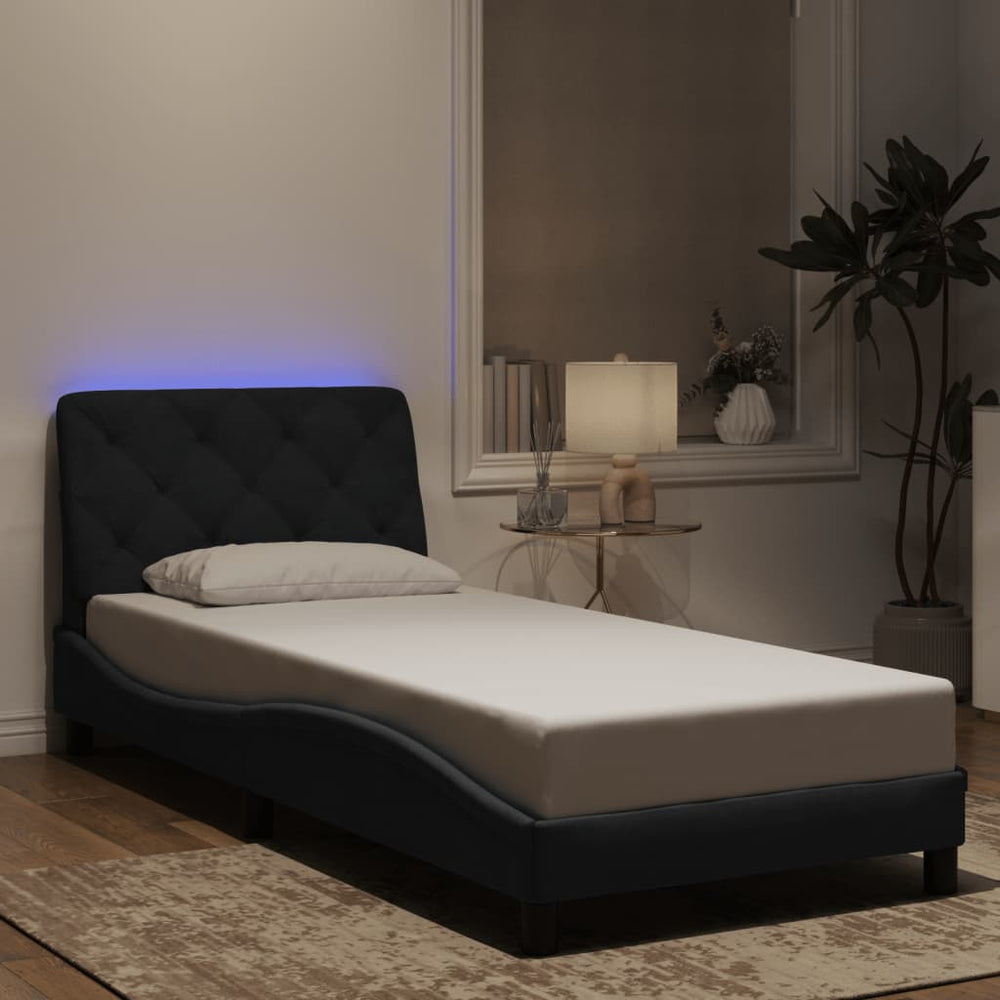vidaXL LED Bed Frame without Mattress Black 90x190 cm Velvet