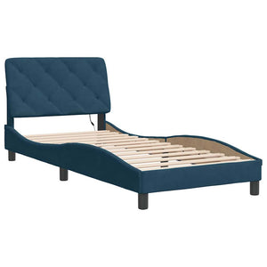 vidaXL LED Bed Frame without Mattress Blue 90x190 cm Velvet