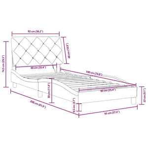 vidaXL LED Bed Frame without Mattress Blue 90x190 cm Velvet