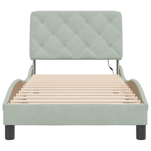vidaXL LED Bed Frame without Mattress Light Gray 90x200 cm Velvet