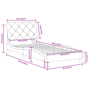 vidaXL LED Bed Frame without Mattress Dark Grey 90x200 cm Velvet