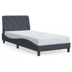 vidaXL LED Bed Frame without Mattress Dark Grey 90x200 cm Velvet