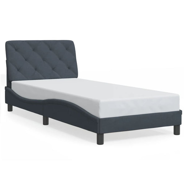 vidaXL LED Bed Frame without Mattress Dark Grey 90x200 cm Velvet
