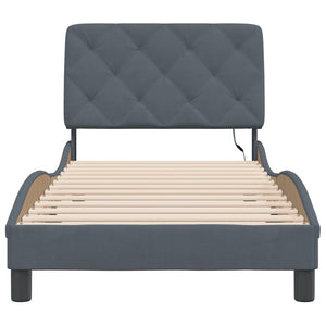 vidaXL LED Bed Frame without Mattress Dark Grey 90x200 cm Velvet