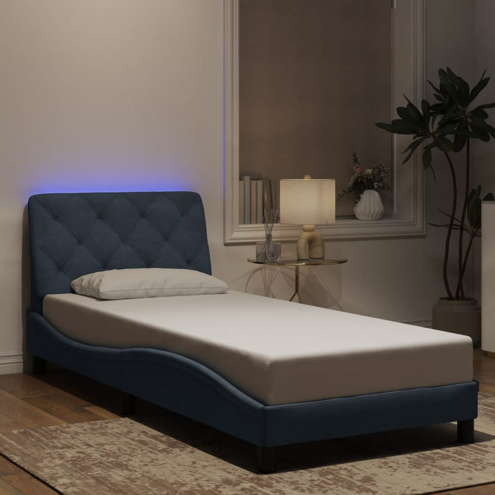 vidaXL LED Bed Frame without Mattress Dark Grey 90x200 cm Velvet