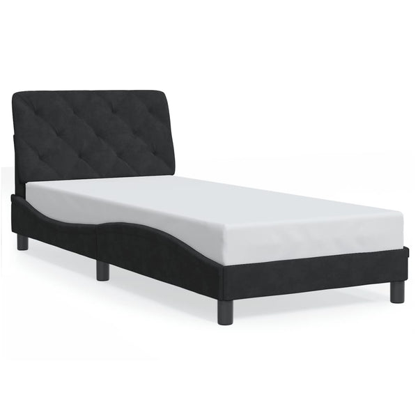 vidaXL LED Bed Frame without Mattress Black 90x200 cm Velvet