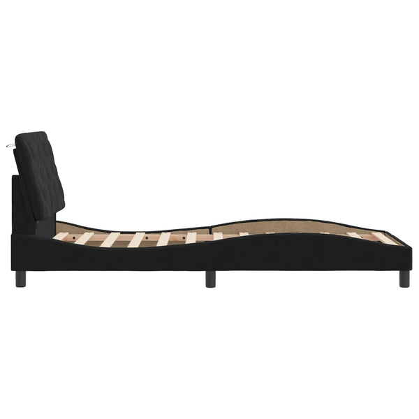 vidaXL LED Bed Frame without Mattress Black 90x200 cm Velvet