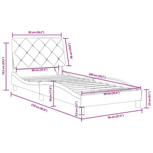 vidaXL LED Bed Frame without Mattress Blue 90x200 cm Velvet