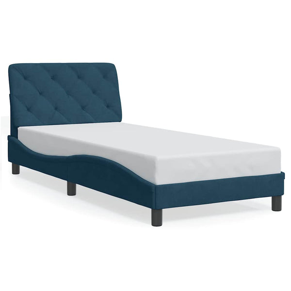 vidaXL LED Bed Frame without Mattress Blue 90x200 cm Velvet