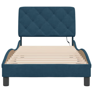 vidaXL LED Bed Frame without Mattress Blue 90x200 cm Velvet