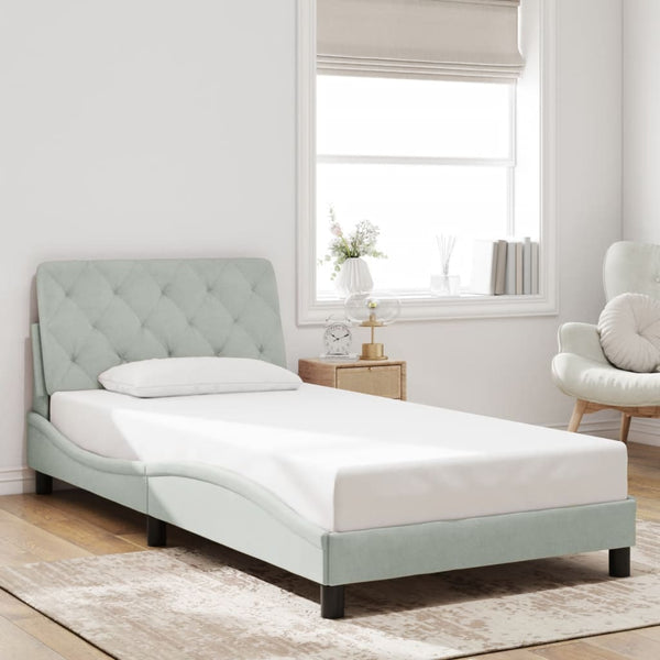 vidaXL LED Bed Frame without Mattress Light Gray 100x200 cm Velvet