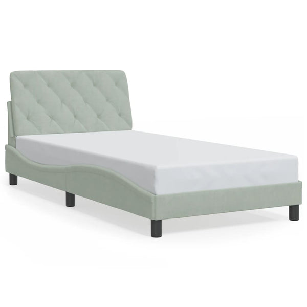 vidaXL LED Bed Frame without Mattress Light Gray 100x200 cm Velvet