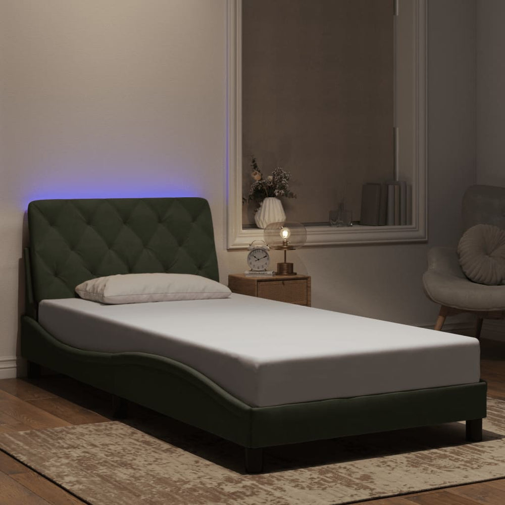 vidaXL LED Bed Frame without Mattress Light Gray 100x200 cm Velvet