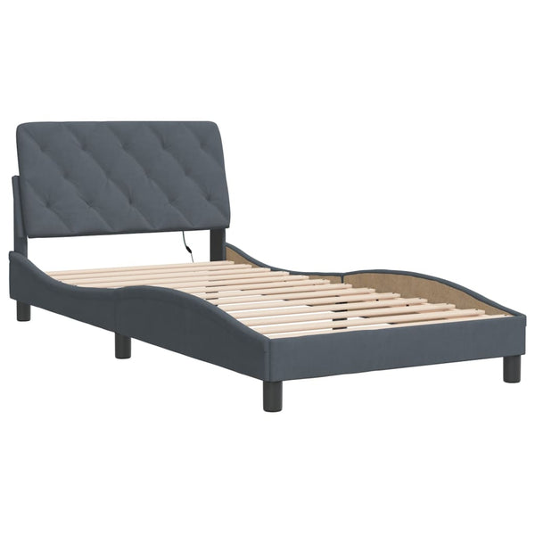 vidaXL LED Bed Frame without Mattress Dark Gray 100x200 cm Velvet