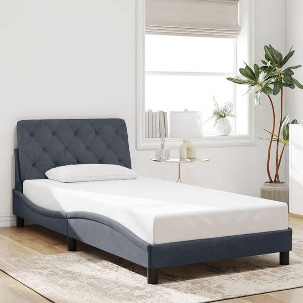 vidaXL LED Bed Frame without Mattress Dark Gray 100x200 cm Velvet