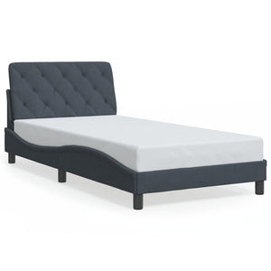 vidaXL LED Bed Frame without Mattress Dark Gray 100x200 cm Velvet