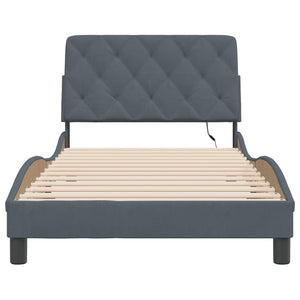 vidaXL LED Bed Frame without Mattress Dark Gray 100x200 cm Velvet