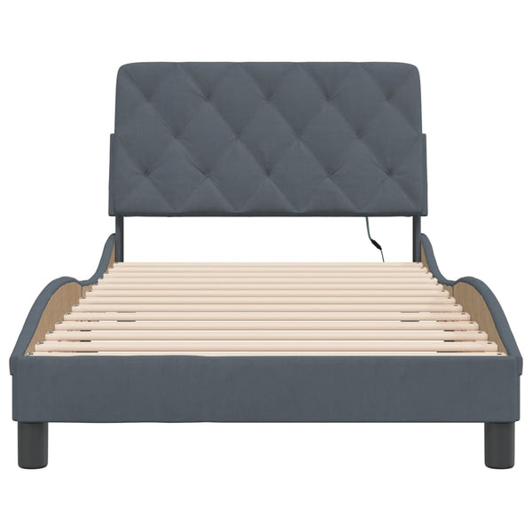 vidaXL LED Bed Frame without Mattress Dark Gray 100x200 cm Velvet